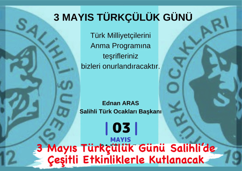 3 Mayıs Türkçülük Günü Salihli’de Çeşitli Etkinliklerle Kutlanacak