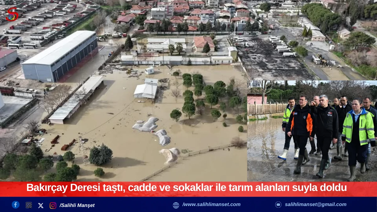 Bakır&ccedil;ay Deresi taştı, cadde ve sokaklar ile tarım alanları suyla doldu