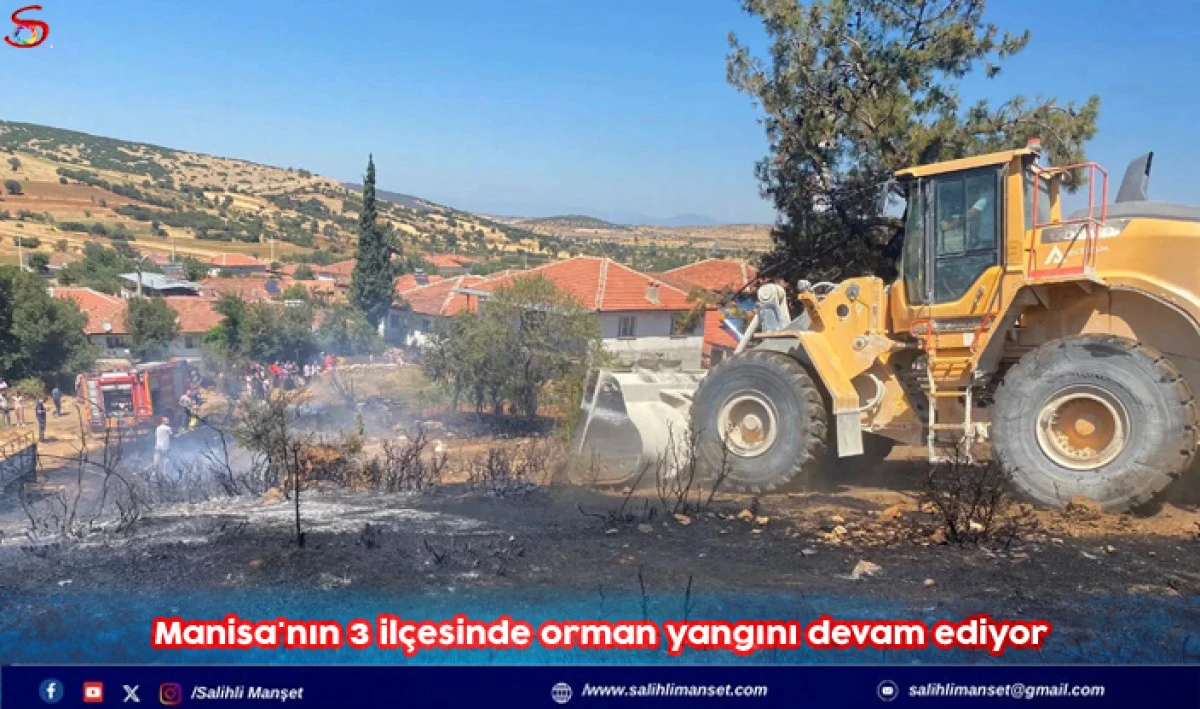 Manisa'nın 3 ilçesinde orman yangını devam ediyor